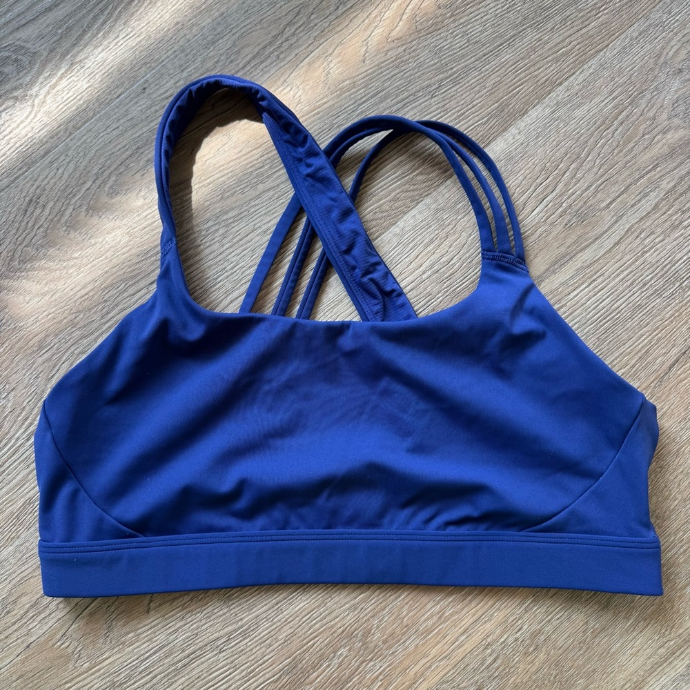 Athleta Train Free Asymmetrical Royal Blue Sports Bra
